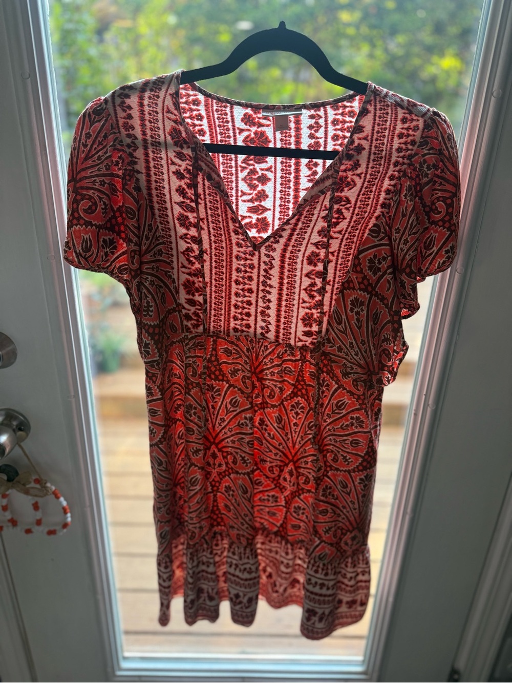 Knox Rose Patterned V-Neck Tunic Fall Dress